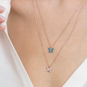 Turquoise Necklace for Women, Butterfly Pendant Necklace, Sterling Silver